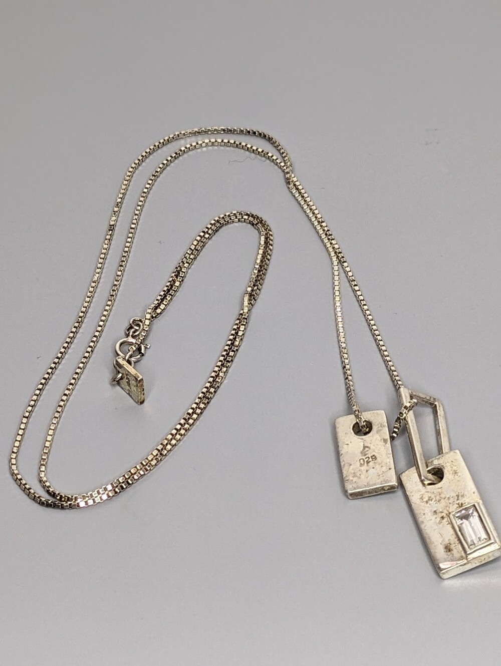 Nine West Sterling Silver 925 Long Pendant Necklace 30 Inch Minimalist